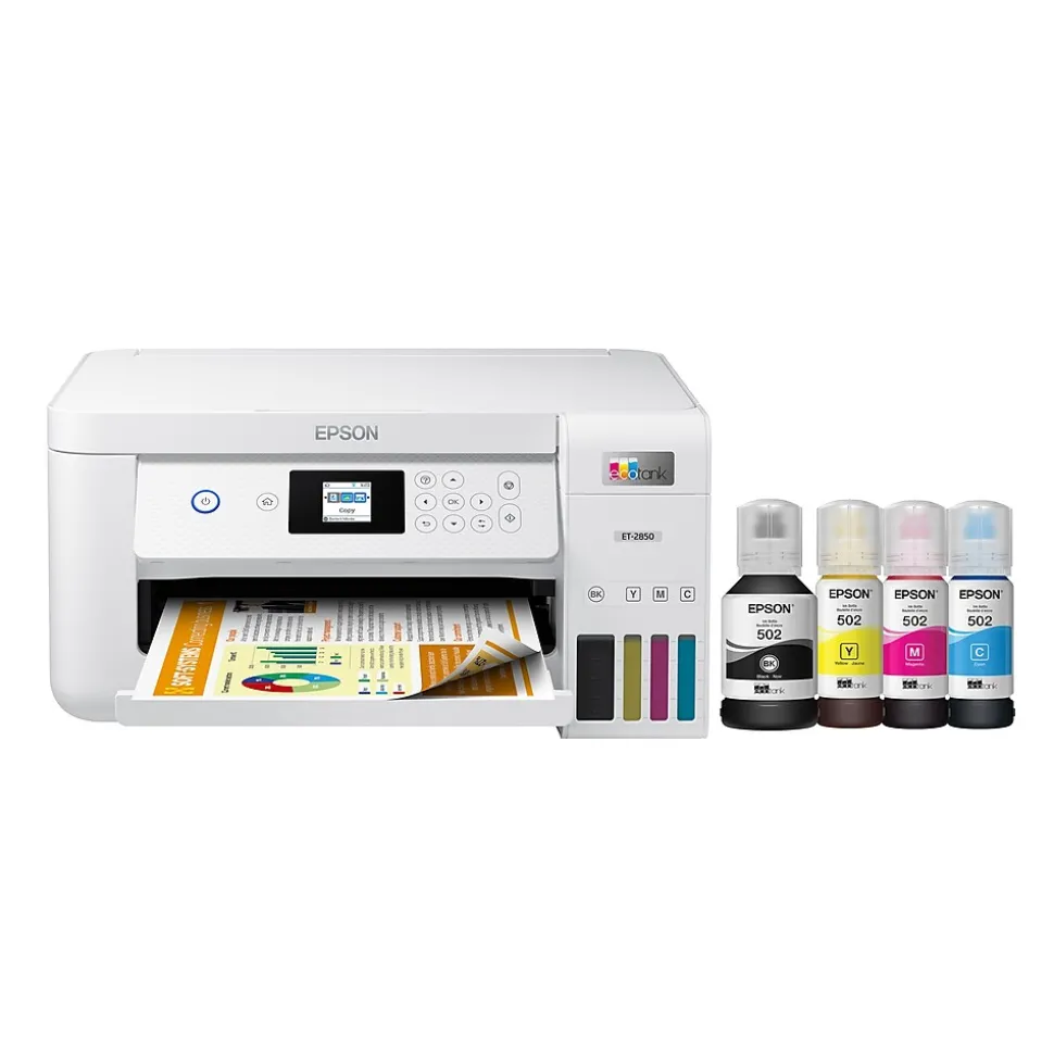 Epson EcoTank ET-2850-W Wireless Color Inkjet Printer, All-In-One Supertank, Print, Scan, Copy (9472541)