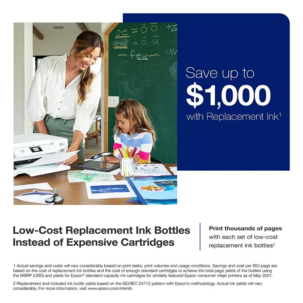 Epson EcoTank ET-2850-W Wireless Color Inkjet Printer, All-In-One Supertank, Print, Scan, Copy (9472541)