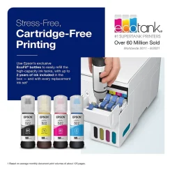 Epson EcoTank ET-2800-W Wireless Color Inkjet Printer, All-In-One Supertank, Print, Scan, Copy (9472539)