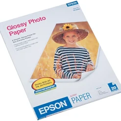 Epson Glossy Photo Paper, 8.5" x 11", 20 Sheets/Pack (S041141)