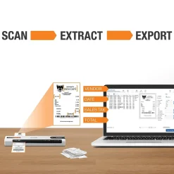 Epson RapidReceipt RR-70W Wireless Portable Document Scanner, White/Black (B11B253205)