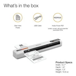 Epson RapidReceipt RR-70W Wireless Portable Document Scanner, White/Black (B11B253205)