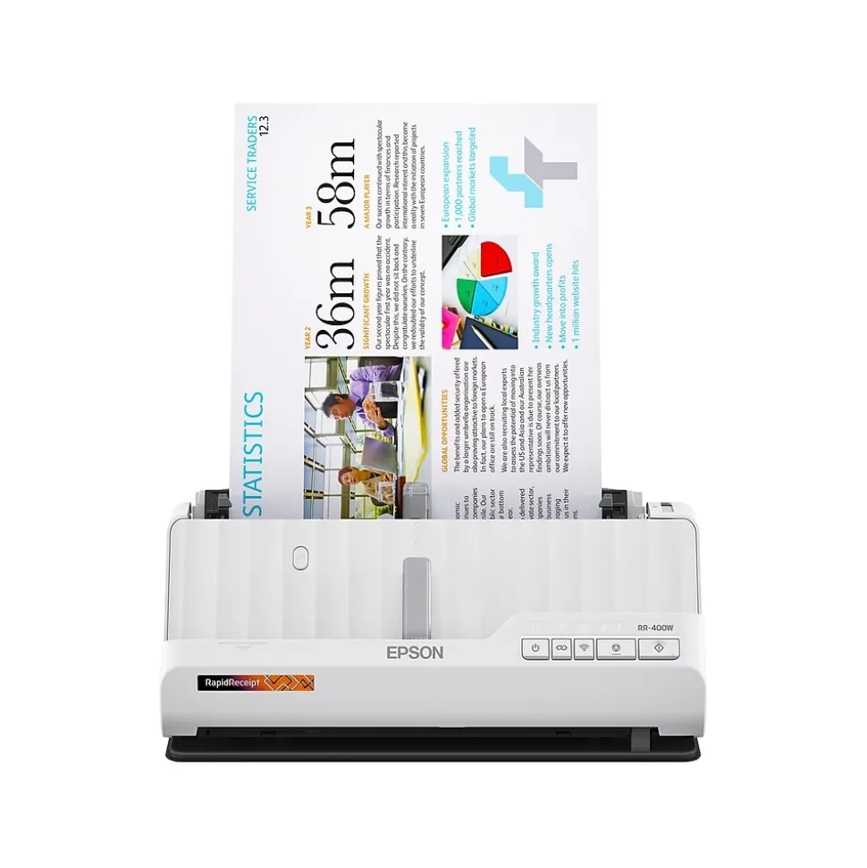 Epson RapidReceipt RR-400W Wireless Duplex Sheetfed Scanner, White (B11B270202)