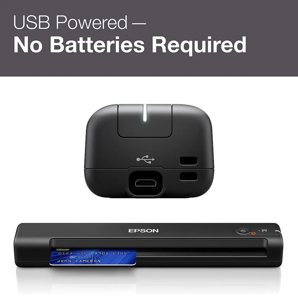 Epson WorkForce ES-50 Portable Document Scanner, Black (B11B252201)