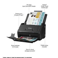 Epson WorkForce ES-500W II Wireless Duplex Document Scanner, Black (B11B263201)