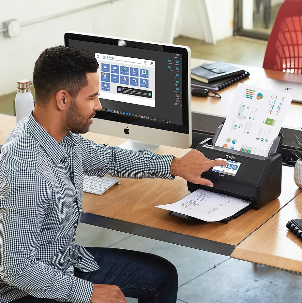 Epson WorkForce ES-580W Wireless Duplex Document Scanner, Black (B11B258201)