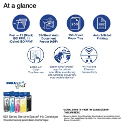 Epson WorkForce Pro WF-3820 Wireless Color Inkjet Printer, All-In-One, Print, Scan, Copy, Fax (9472526)