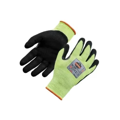 Ergodyne ProFlex 7041 Hi-Vis Nitrile-Coated Cut-Resistant Gloves, ANSI A4, Wet Grip, Lime, Large, 12 Pairs (17814)