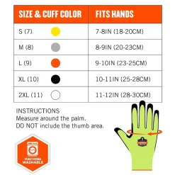 Ergodyne ProFlex 7041 Hi-Vis Nitrile-Coated Cut-Resistant Gloves, ANSI A4, Wet Grip, Lime, XXL, 144 Pairs (17826)