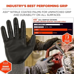 Ergodyne ProFlex 7072 Nitrile Coated Cut-Resistant Gloves, ANSI A7, Gray, Small, 1 Pair (10312)