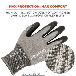 Ergodyne ProFlex 7072 Nitrile Coated Cut-Resistant Gloves, ANSI A7, Gray, Small, 1 Pair (10312)
