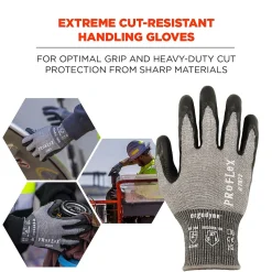 Ergodyne ProFlex 7072 Nitrile Coated Cut-Resistant Gloves, ANSI A7, Gray, XL, 12 Pair (10305)