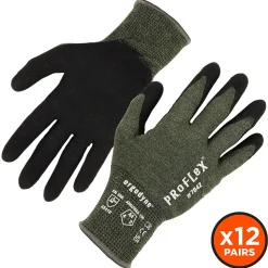 Ergodyne ProFlex 7042 Nitrile Coated Cut-Resistant Gloves, ANSI A4, Heat Resistant, Green, Medium, 12 Pair (10333)