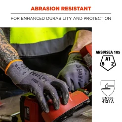 Ergodyne ProFlex 7000 Nitrile Coated Gloves, Microfoam Palm, ANSI Level 5 Abrasion Resistance, Gray, Small, 1 Pair (10372)