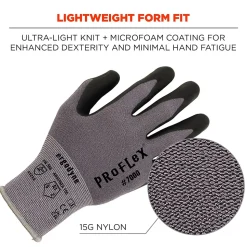 Ergodyne ProFlex 7000 Nitrile Coated Gloves, Microfoam Palm, ANSI Level 5 Abrasion Resistance, Gray, Small, 1 Pair (10372)