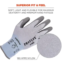 Ergodyne ProFlex 7025 PU Coated Cut-Resistant Gloves, ANSI A2, Blue, XL, 1 Pair (10435)