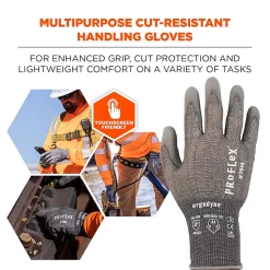 Ergodyne ProFlex 7044 PU Coated Cut-Resistant Gloves, ANSI A4, Gray, Large, 1 Pair (10494)