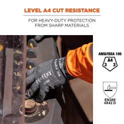 Ergodyne ProFlex 7044 PU Coated Cut-Resistant Gloves, ANSI A4, Gray, Large, 1 Pair (10494)