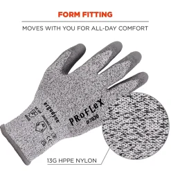 Ergodyne ProFlex 7030 PU Coated Cut-Resistant Gloves, ANSI A3, Gray, Large, 1 Pair (10464)