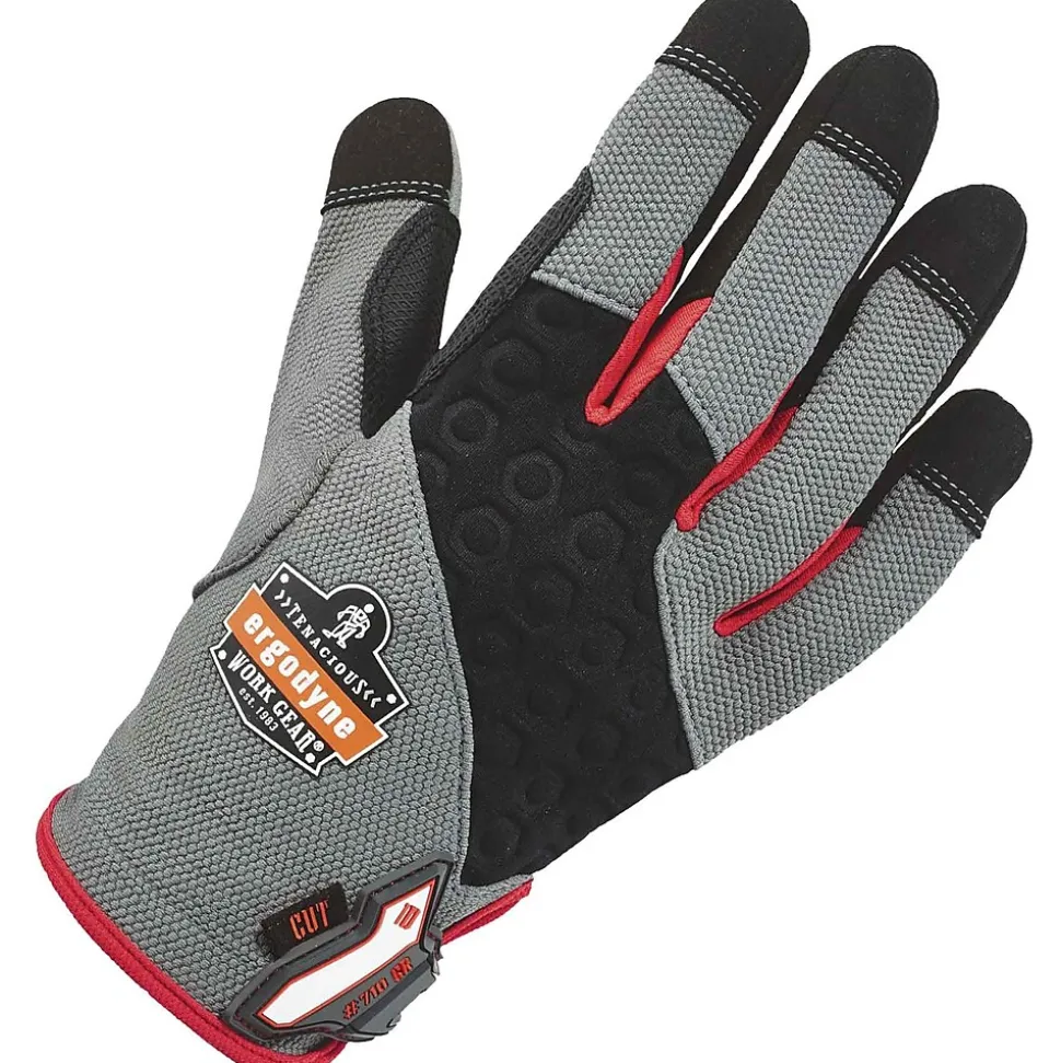 Ergodyne® ProFlex® 710CR Heavy-Duty + Cut Resistance Glove, Gray, LG, 1 Pair