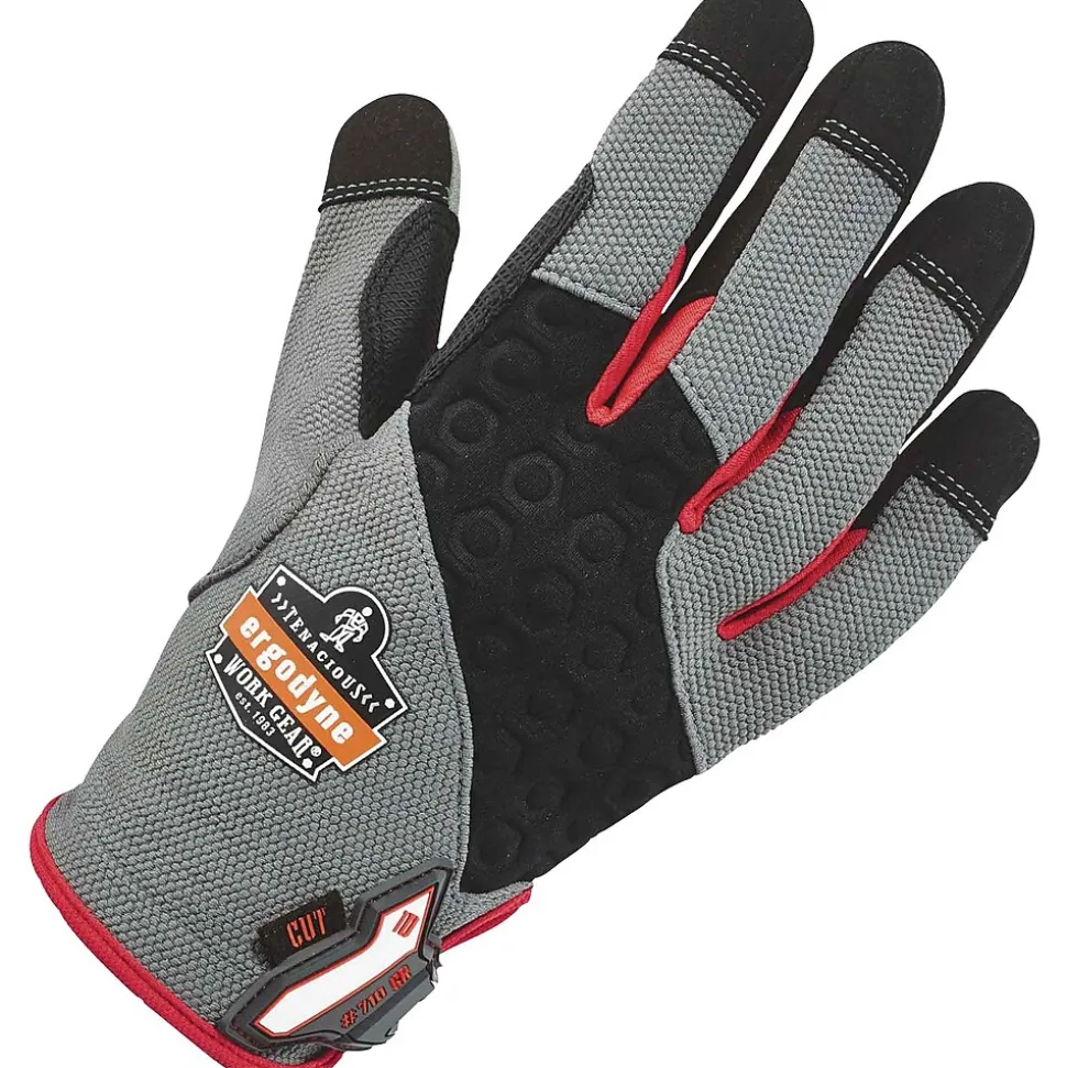 Ergodyne® ProFlex® 710CR Heavy-Duty + Cut Resistance Glove, Gray, LG, 1 Pair