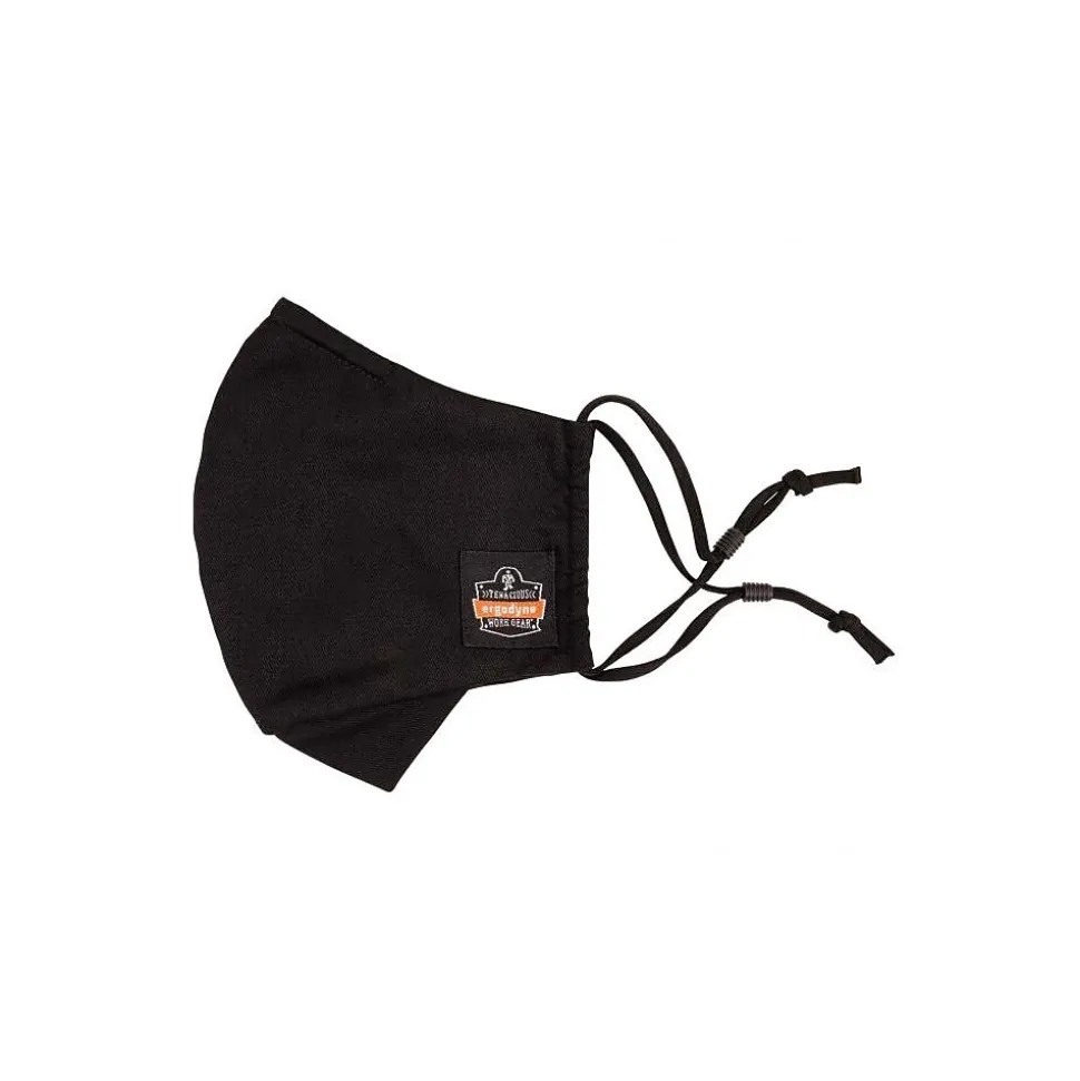 Ergodyne Skullerz Reusable Cloth Contoured Face Cover Mask, Small/Medium, Black, 3/Pack (48800)