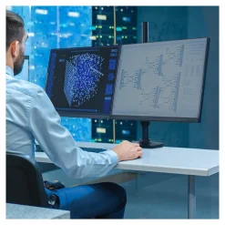 Ergotron LX Adjustable Dual Stacking Arm Tall Pole Desk Mount, 40" Screen Support, Matte Black (45509224)