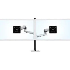Ergotron LX Adjustable Dual Stacking Arm Tall Pole Desk Mount, 40" Screen Support, Polished Aluminum (45-549-026)