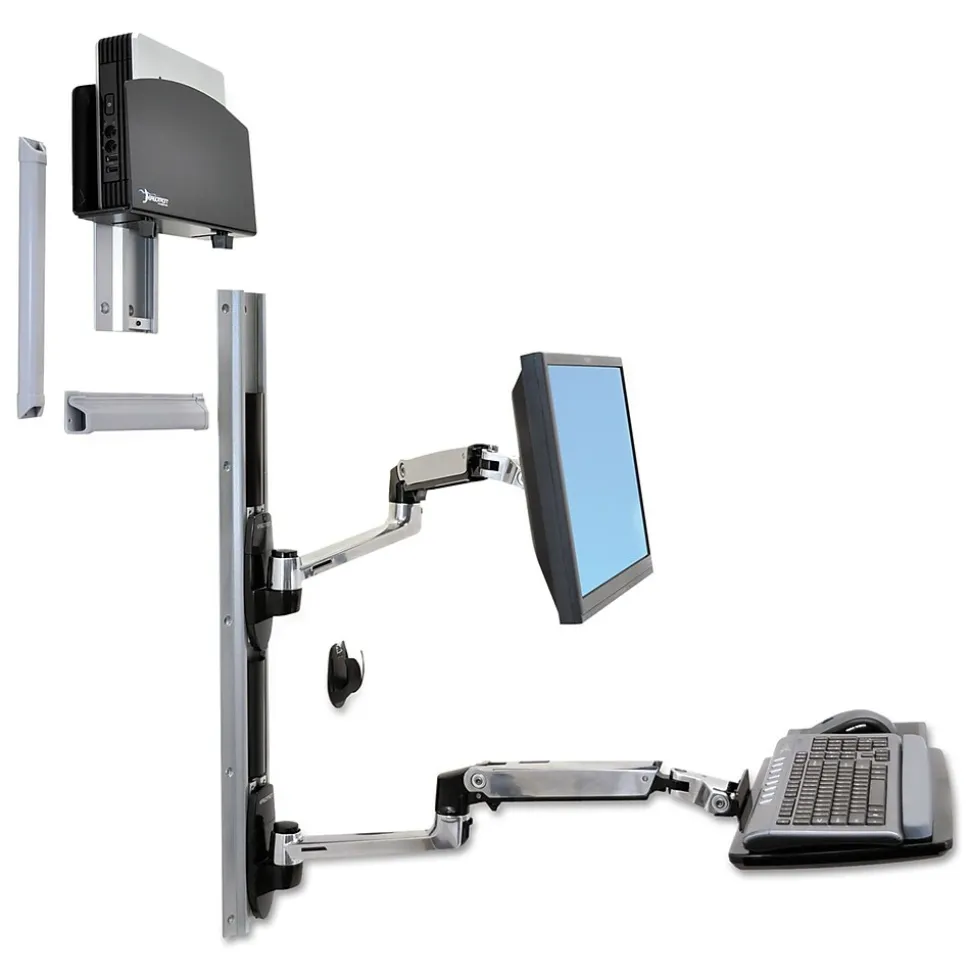 Ergotron® LX Wall Mount System, 18 1/4" x 35" x 34", Polished Aluminum/Black (45253026)