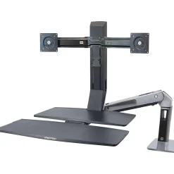Ergotron WorkFit-A Dual Monitor Stand, Up to 24" Monitors, Black/Polished Aluminum (24-316-026)