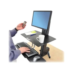 Ergotron WorkFit-S Single HD Workstation with Worksurface Adjustable Converter, Aluminum/Plastic/Steel (33-351-200)