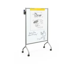Essentials by Balt Mobile Magnetic Dry-Erase Whiteboard, Anodized Aluminum Frame, 6' x 4' (62542)
