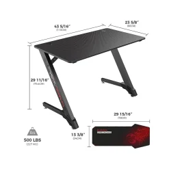 Eureka Ergonomic 43"W Computer Gaming Desk, Black (GD0038-BK)