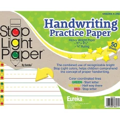 Eureka Stop Light Paper, 8.5" x 11" Practice Writing Paper, 50 Sheets, Pack of 6 (EU-805106-6)