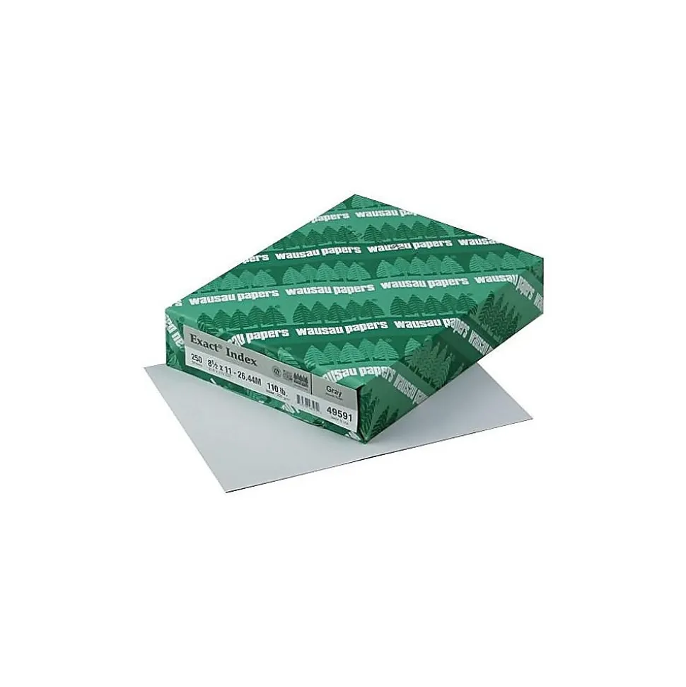 Exact 110 lb. Index Paper, 8.5" x 11", Gray, 250 Sheets/Pack (WAU49591)