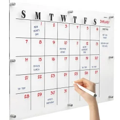 Excello Global Products Acrylic Dry Erase Board with Custom Printed Calendar, 30" x 20" (EGP-HD-0525)