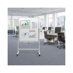 Excello Global Products Double Sided Magnetic Mobile Dry-Erase Whiteboard Easel, 36