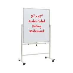 Excello Global Products Double Sided Magnetic Mobile Dry-Erase Whiteboard Easel, 36