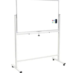 Excello Global Products Double Sided Magnetic Mobile Whiteboard Chalkboard Combo, White Frame, 48