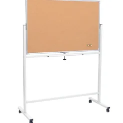 Excello Global Products Double Sided Magnetic Mobile Whiteboard Corkboard Combo, White Frame, 48