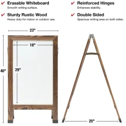 Excello Global Products Indestructible A-Frame Whiteboard, 40" x 22", Brown (EGP-HD-0538-BN)