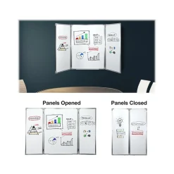 Excello Global Products Magnetic Dry-Erase Folding Whiteboard, 40