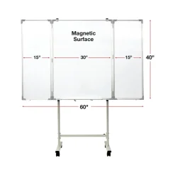 Excello Global Products Magnetic Mobile Folding Dry-Erase Whiteboard, 40