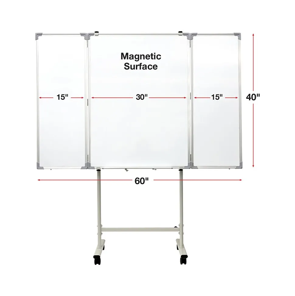 Excello Global Products Magnetic Mobile Folding Dry-Erase Whiteboard, 40" x 30" (EGP-HD-0482-RW)