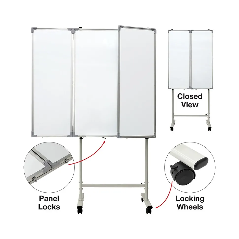Excello Global Products Magnetic Mobile Folding Dry-Erase Whiteboard, 40" x 30" (EGP-HD-0482-RW)