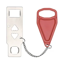 Excello Global Products Metal Portable Door Lock, Silver/Red (SPLS-TRVL-0003)