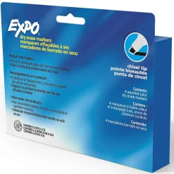 Expo Dry Erase Marker, Chisel Point, Assorted, 4/Pack (80074)