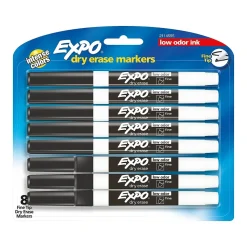 Expo Dry Erase Marker, Fine Tip, Black Ink, 8/Pack (2114555)