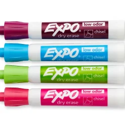 Expo Dry Erase Markers, Chisel Tip, Assorted, 4/Pack (81029)