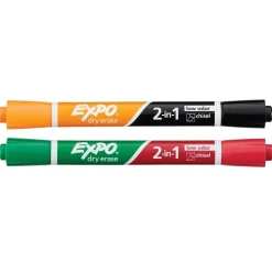 Expo 2-in-1 Dry Erase Markers, Chisel Tip, Assorted, 2/Pack (1944654)